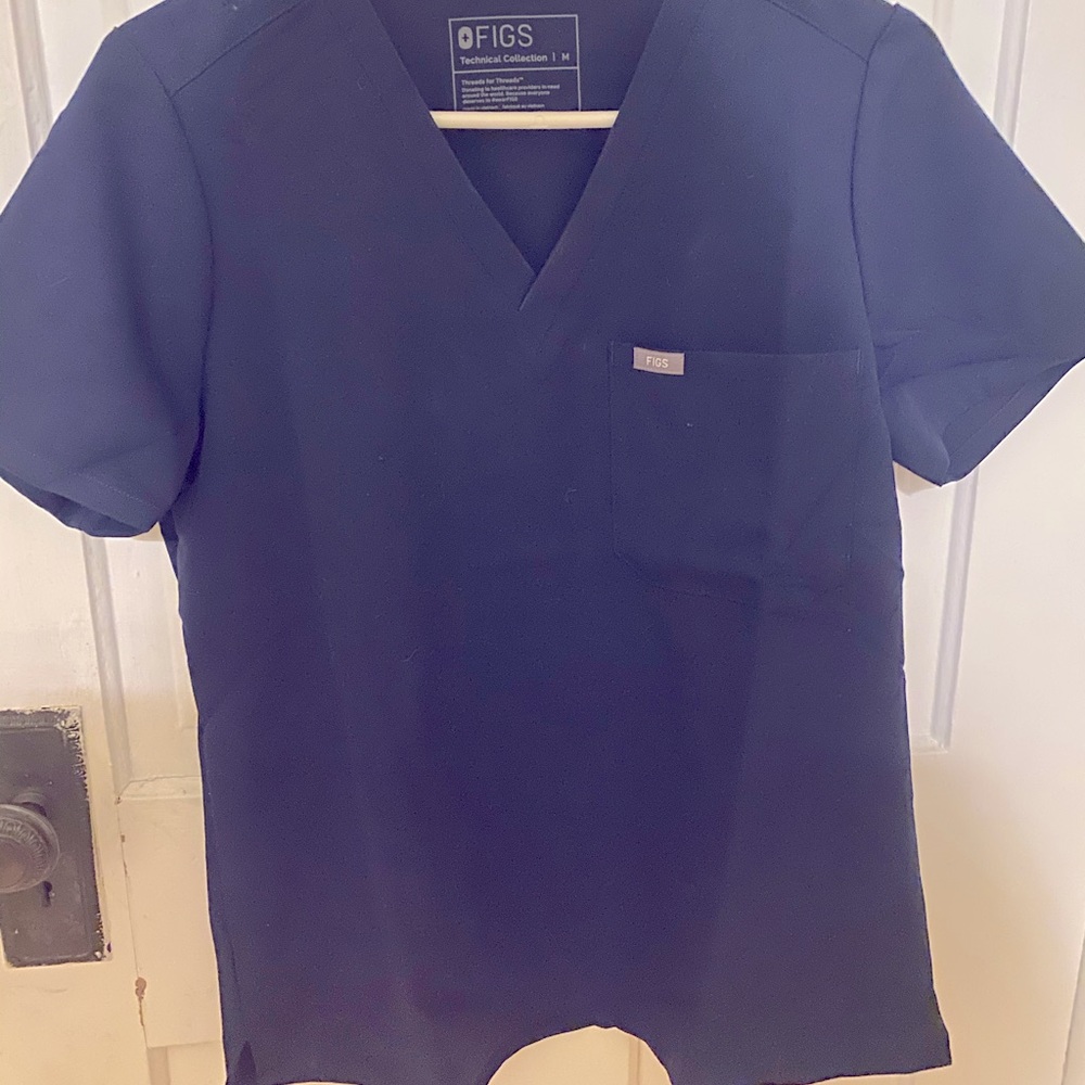 Ladies Figs Navy Blue Scrub Top